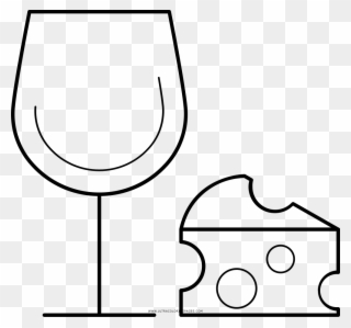 Wine And Cheese Coloring Page - Queso Y Vino Para Colorear Clipart