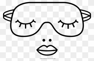 Eye Mask Coloring Page - Line Art Clipart