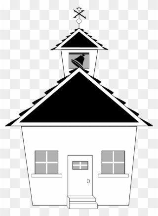 School Building Clip Art Black And White - Black And White School House - Png Download