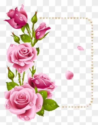 Flores - Pink Rose Frame Clipart