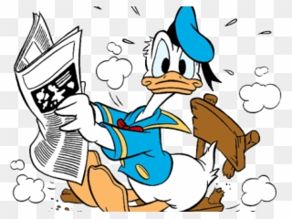 Donald Duck Clipart Reading - Donald Duck Reading Newspaper - Png Download