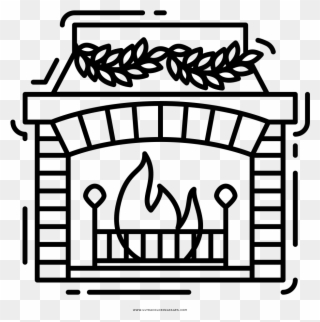 Fireplace Coloring Page - Line Art Masjid Clipart