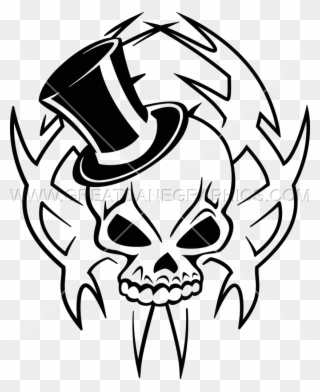 Skull With Top Hat Drawing At Getdrawings - Skull With Top Hat Transparent Clipart