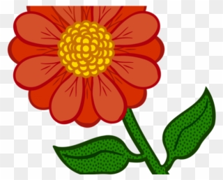 Red Flower Clipart Colored Flower - Zinnia Clipart - Png Download