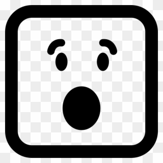 Surprised Emoticon Square Face With Open Eyes And Mouth - Emoticon Clipart