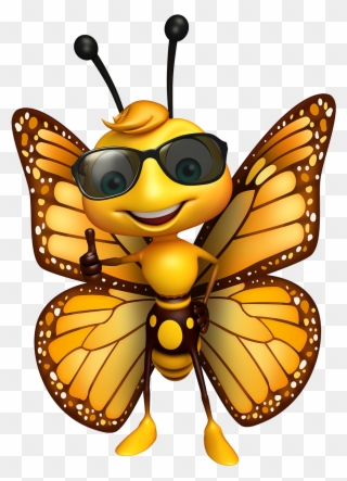Previousnext - Butterfly With Sunglasses Cartoon Clipart