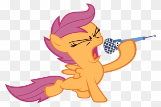Artist Moongazeponies Eyes Closed Microphone Safe - My Little Pony Scootaloo Singing Clipart