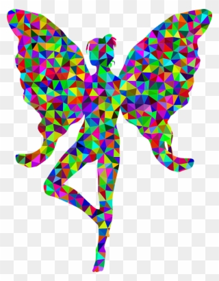 Colorful Prismatic Chromatic - Fairy Wings Silhouette Clipart