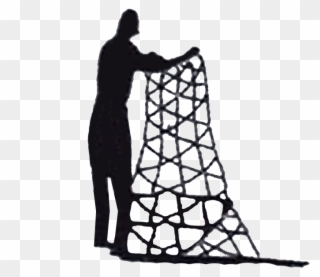 Fisherman Handling Fishing Net Fish Nets, Fishing, - Net Silhouette Fishing Clipart