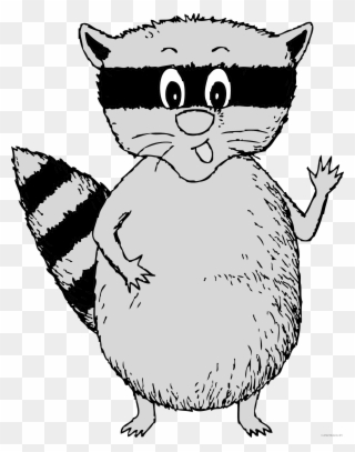 Racoon Clipart Animal Head - Cartoon Raccoon Waving - Png Download