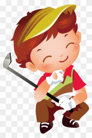 Golf Icon Playing Transprent Png Free Download Ⓒ - Boy And Girl Golf Cartoon Clipart