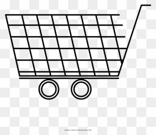Shopping Cart Coloring Page - Line Art Clipart