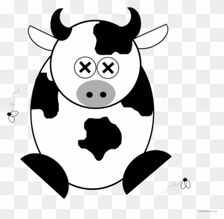 Cartoon Cow Animal Free Black White Clipart Images - Dead Cow Clip Art - Png Download