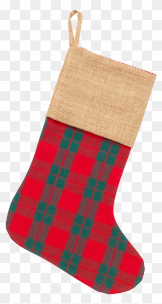 Plaid Christmas Stocking - Sock Clipart