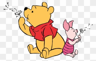 Pooh, Piglet Blowing Dandelion Fuzz - Pooh Blowing A Dandelion Clipart