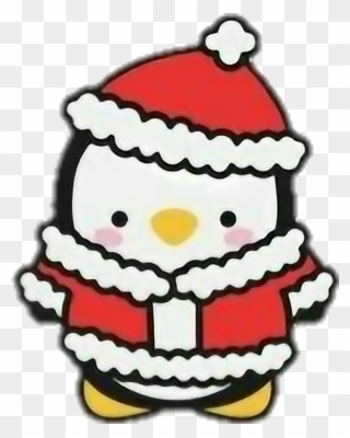 Penguin Sticker - Kawaii Christmas Vector Set Clipart