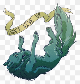 Don't Give Up Wolf With Ribbon - Illustration Clipart