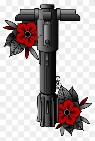Kylo's Saber Drawing From A While Ago, - Traditional Rey Star Wars Tattoo Clipart