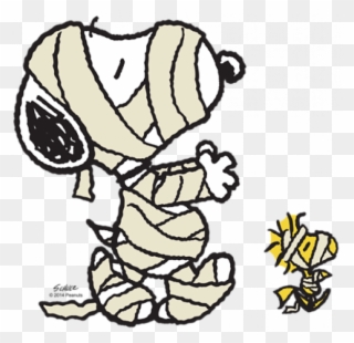 Mummy Snoopy And Woodstock - Snoopy Halloween Mummy Clipart