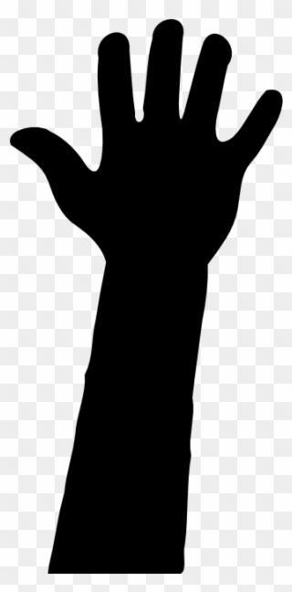 Raised Hand In Silhouette - Mano Levantada Png Clipart
