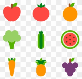 Vegetarian Icons Free Vector Fruits And Vegetables - Vegetable Icons Clipart