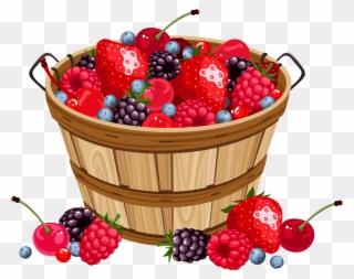 Fruit Basket - Berries In Basket Clipart - Png Download