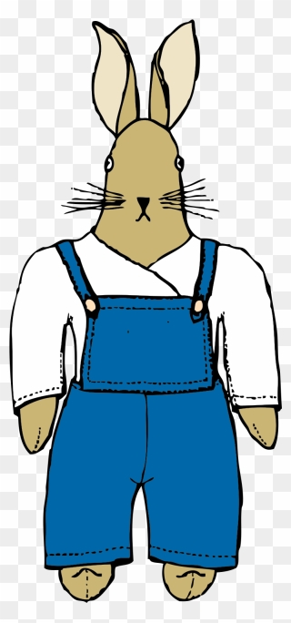 Bunny In Overalls Front View - Rabbit In Overalls Clipart