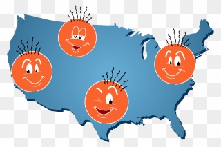 Arpy Faces Scattered On A Map Of The United States - Popular Sovereignty Slavery Clipart