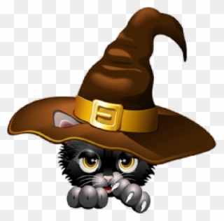 Halloween Black Cat Clipart - Halloween Witch Hat Gif - Png Download