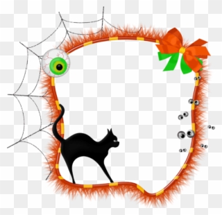 Halloween Transparent Photo Frame With Black Cat - Halloween Photo Frames Clipart