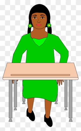 Girl In Pigtails Student Sitting - Student Sitting At Desk Icon Clipart
