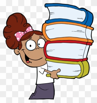 Popular Images - Student With Books Cartoon Clipart