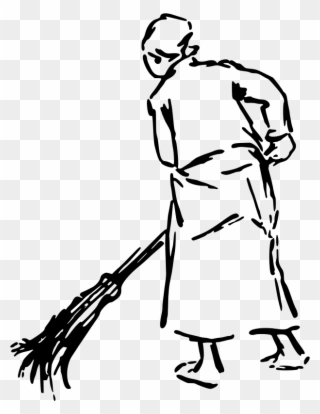 Graphic Free Library Drawing Clip Art Blizzards - Drawing Of A Woman Sweeping - Png Download