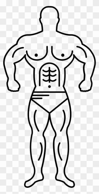 Muscle Man Line Art Vector Png - Muscle Guy Drawing Easy Clipart