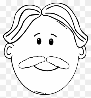 Moustache Coloring Book Man Face - Cartoon Man Face Clipart