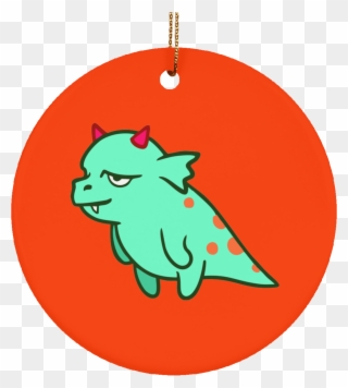 Polycystic Ovary Syndrome Monster Ceramic Circle Ornament - Cartoon Clipart