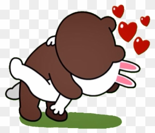 Brown And Cony Kisses Passionately - Brown Cony Kiss Clipart