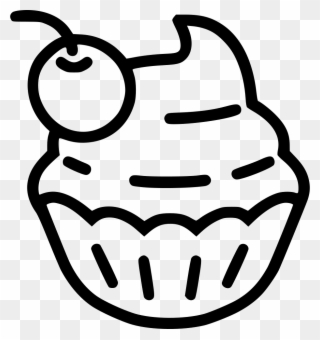 Cupcake - Dessert Cartoon Images Png Black And White Clipart