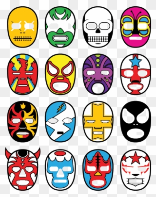 Mexican Wrestling Masks Design Clipart