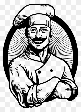 Chef Drawing Vintage - Chef Black White Png Clipart