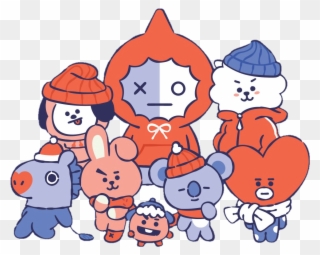 Merryxmas Christmas Van Tata Koya Chimmy Cooky Png - Bt21 Let It Snow Clipart