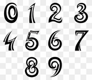 Numbers Font Tattoo Design - Number Fonts Clipart