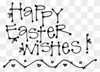 Happy Easter Clip Art Black And White For Kids - Black Happy Easter Sign - Png Download
