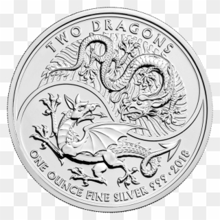 Two Dragons 2018 1 Oz Silver Coin - Two Dragons Gold Coin Clipart
