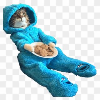 Cookie Monster Cat - Cat In Cookie Monster Pjs Clipart