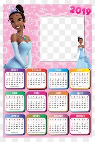 Calendário 2019 Princesa Tiana - 2019 Photo Frame Calendar Clipart