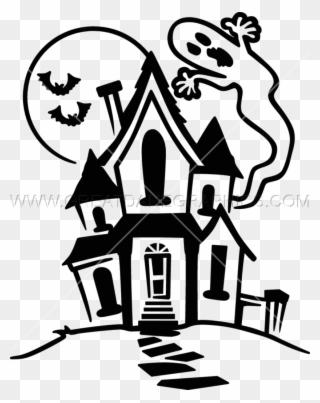 Haunted House Clip Freeuse Black And White Techflourish - Drawing Of Haunted House - Png Download