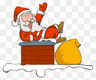 Chimney Clipart With Santa Face - Santa Claus And Chimney Cartoon - Png Download