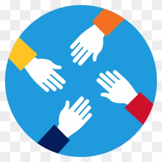 Icon Showing Four Hands Reaching Into Center - 4 Hands Icon Png Clipart