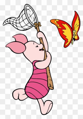Piglet Chasing Butterfly - דפי צביעה של פו הדוב Clipart
